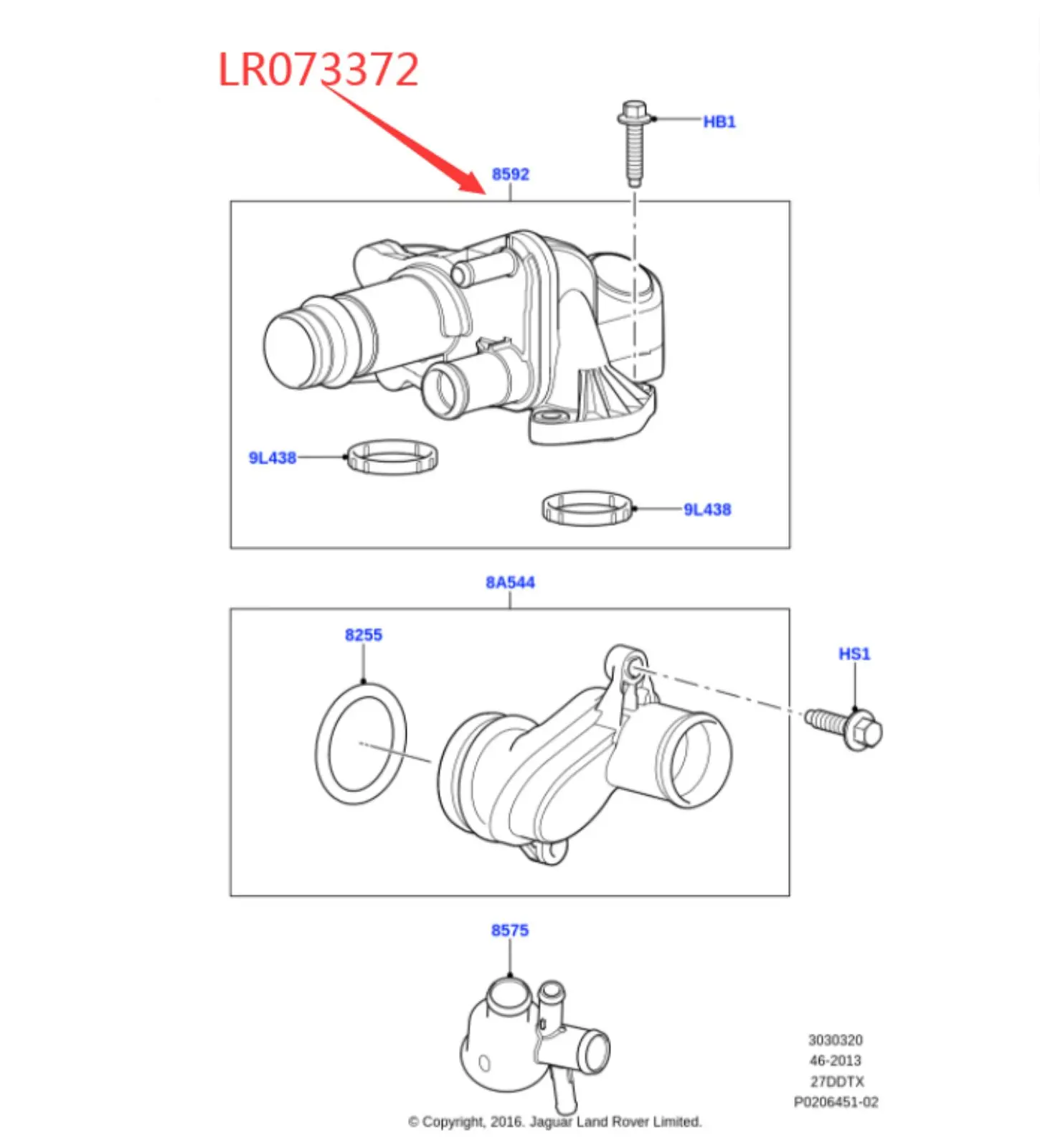 Thermostat Housing Kit for Land Range Rover Sport Discovery LR3 4 2.7 3.0 Diesel Jaguar XF Water Outlet Pipe LR073372
