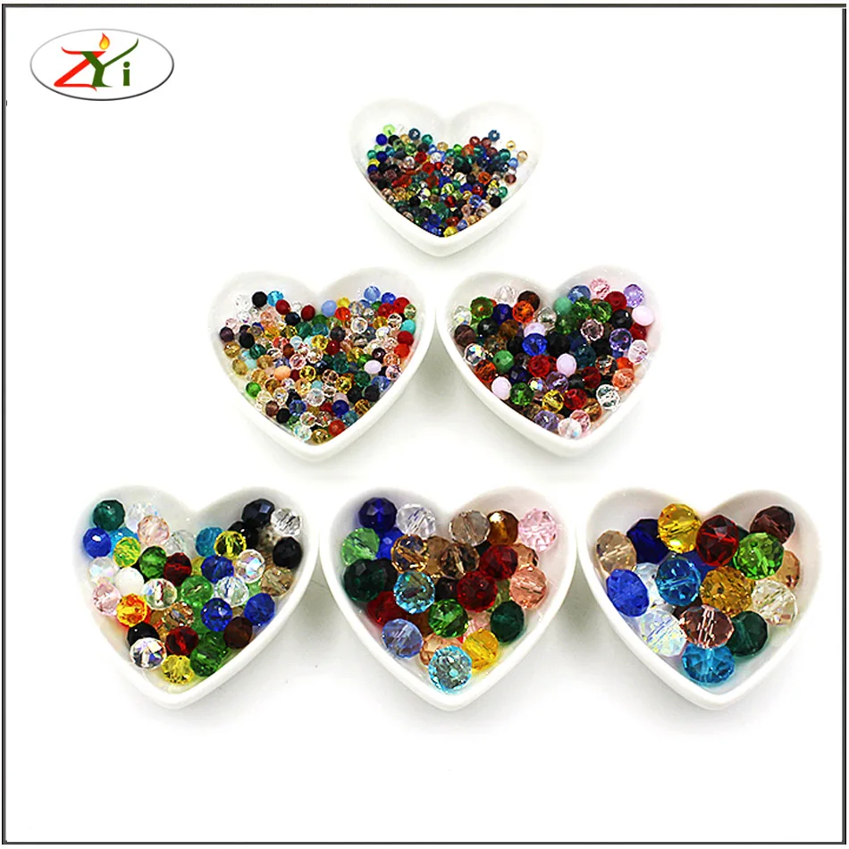 

Jewelry DIY Handmade Beaded Material Artificial Crystal Beads Loose Bead Set Diamond Beads Flat Beads Earth Beads (Mixed Color)