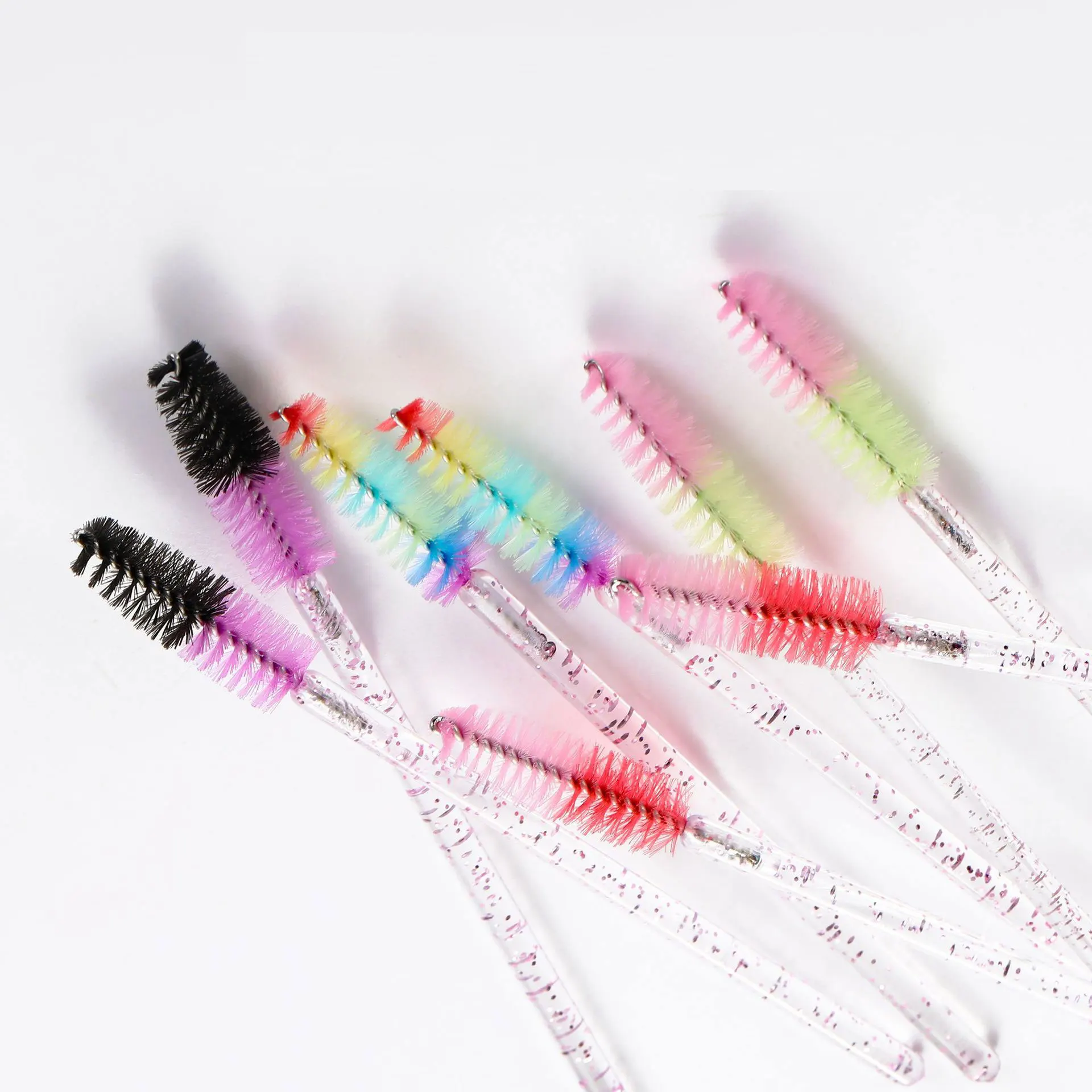 50pcs Disposable Mixed Color Eyelash Brushes Crystal Eye Lash Mascara Wands Glitter Lash Comb Spoolies Micro Makeup Applicators