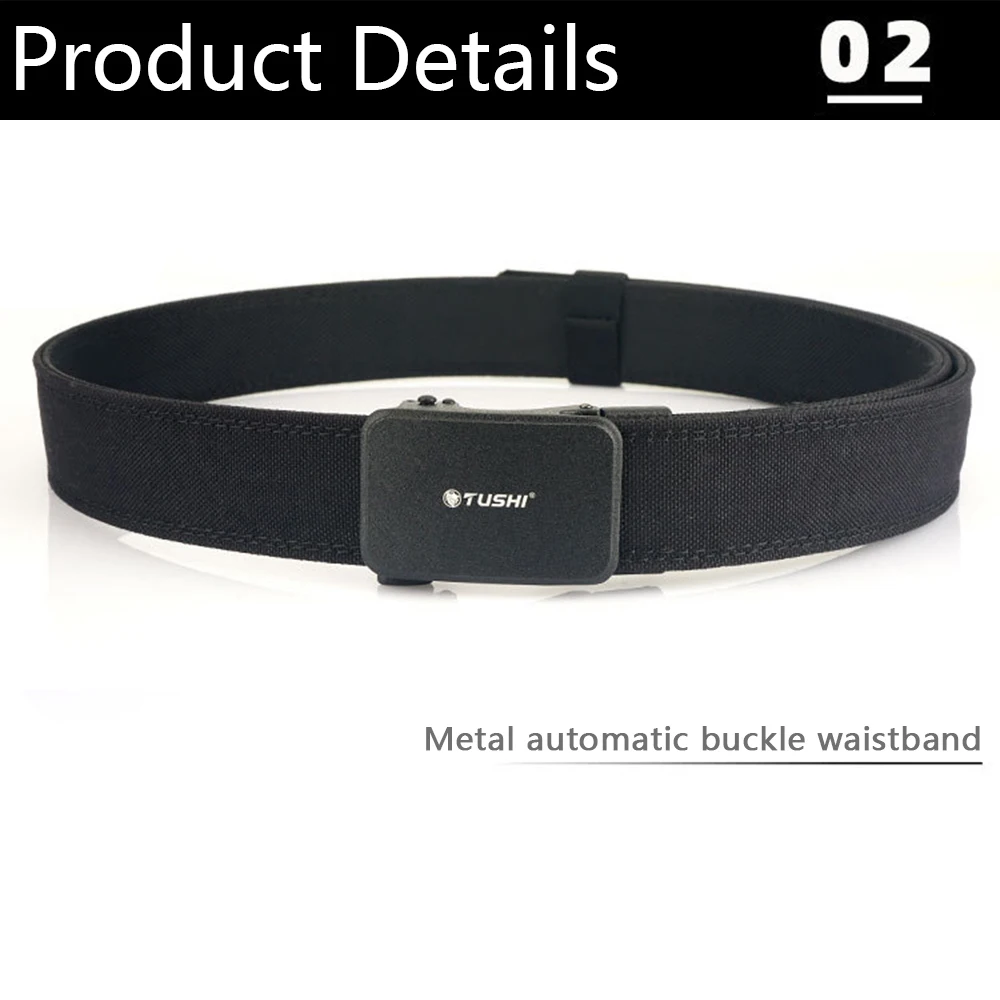 TUSHI Gürtel für Herren, Outdoor-Jagd, Metall-Taktikgürtel, Multifunktions-Legierungsschnalle, hochwertiger Marine Corps Canvas-Gürtel zum Aufhängen von Waffen – Detail 7