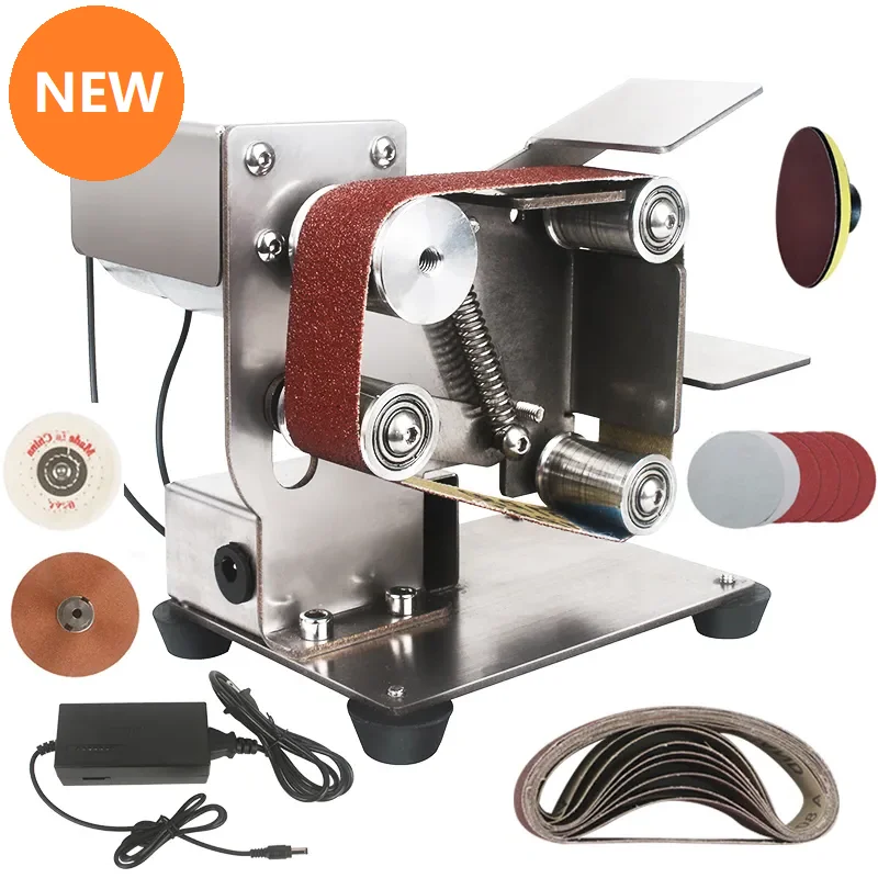 Belt Grinding Machine Electrical Polisher Machine Sharpening Bench Grinder Variable Speed Mini Belt Sander Metal Sander