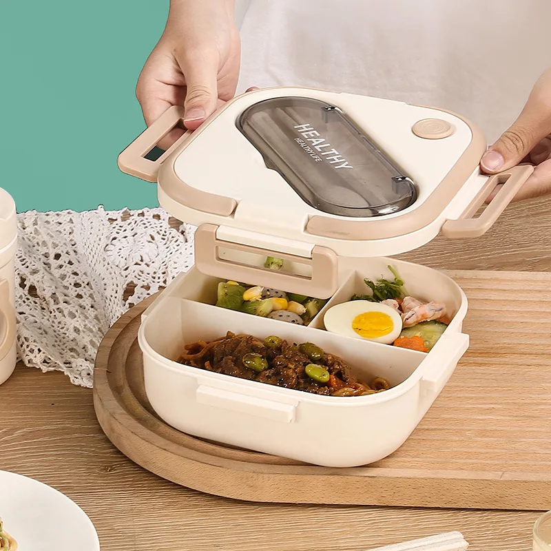 Baby Bento Box Portable Compartment Fruit Food Box Children Microwave Lunch with Fork and Spoon Picnic Fresh Snack