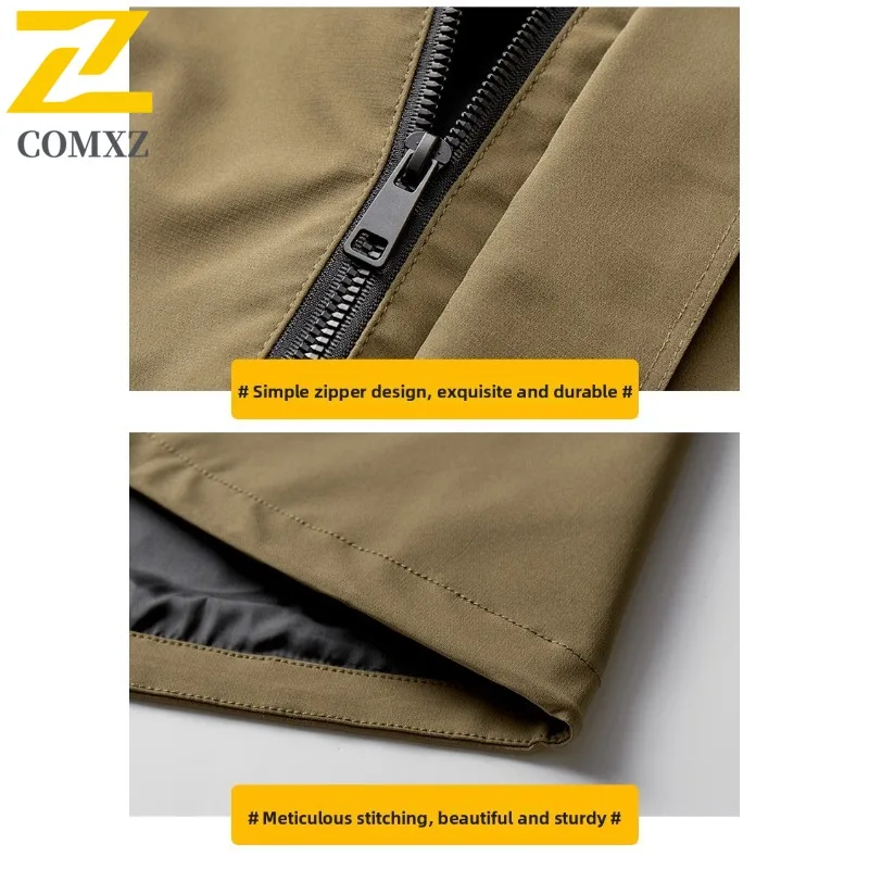 COMXZ Men Adventure Jacket High End Hooded Outdoor Windproof Motorcycle Jacket Casual Daily Fashion Lightweight Autumn Clothing