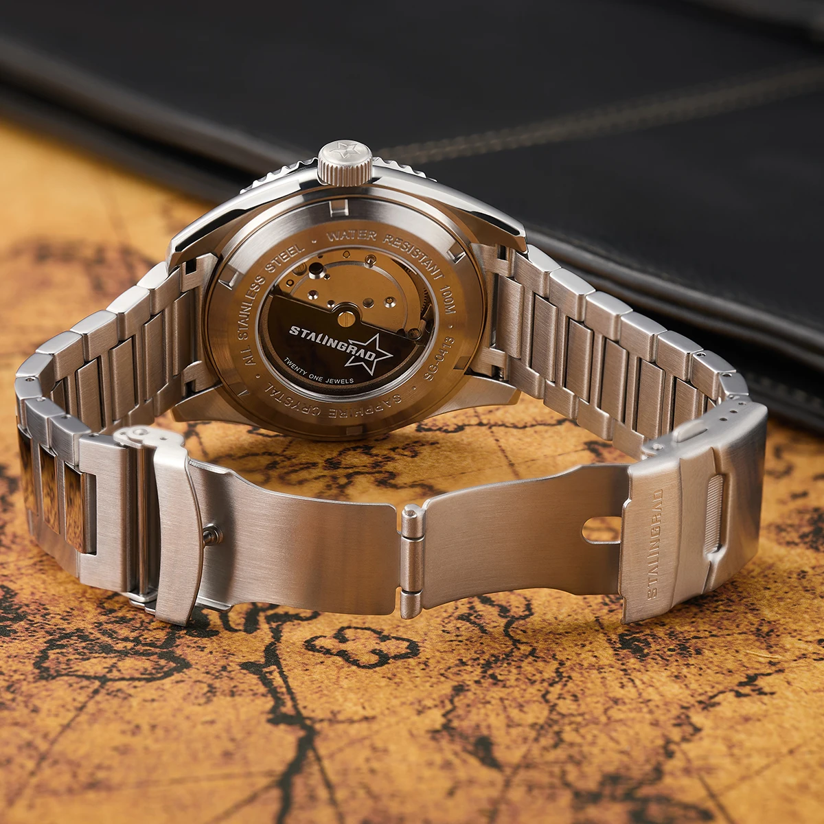 Stalingrad 44mm Men's Mechanical Watches Miyota8215 Automatic Ceramic Bezel Sapphire Crystal Waterproof 100m Watches For Man 5