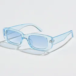 Chic Vintage - Inspired Green Square Sunglasses with UV400 Protection (Clear blue)