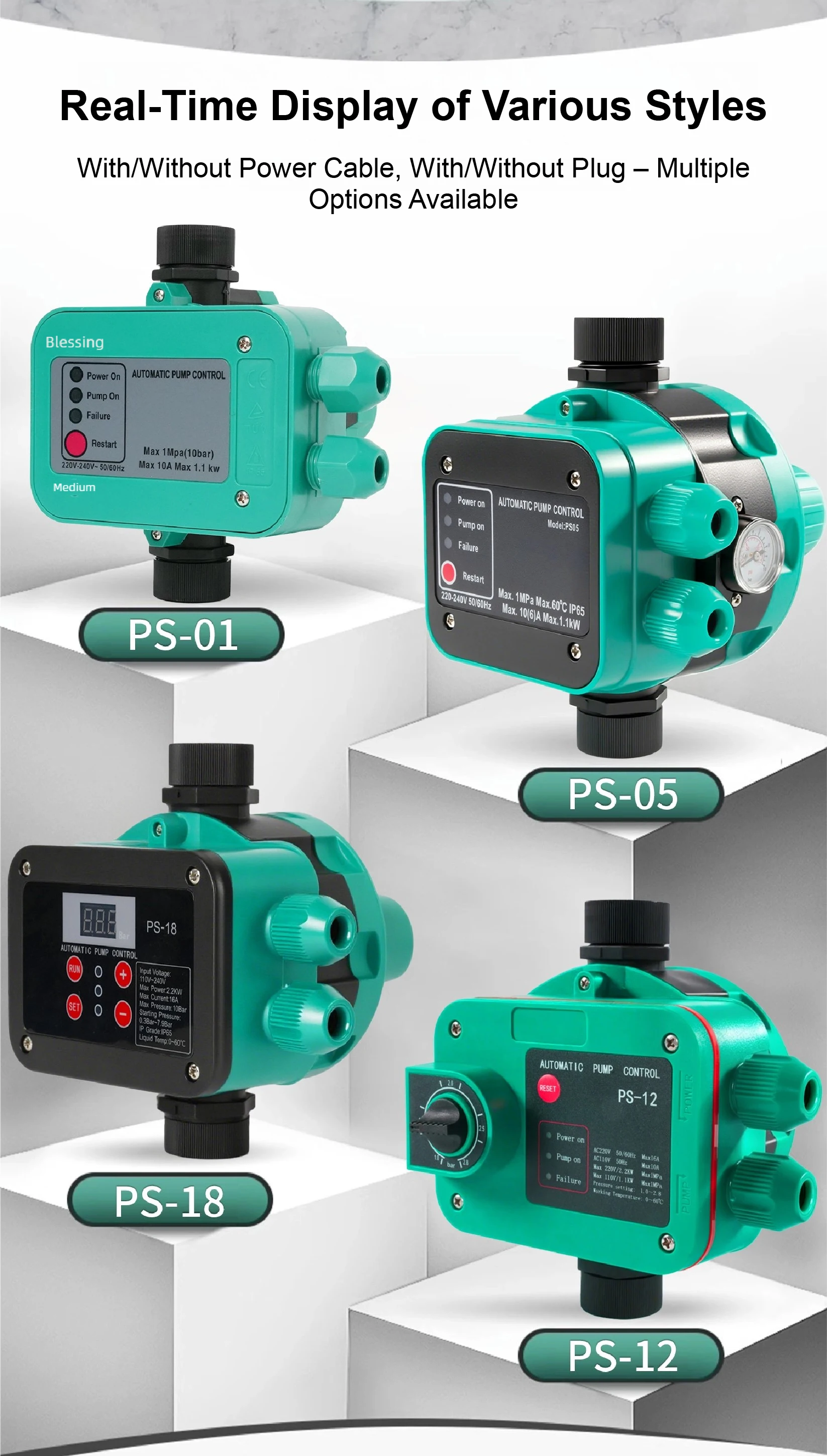 S18 Water Pump Pressure Controller Adjustable Pressure Automatic Switch Pipeline