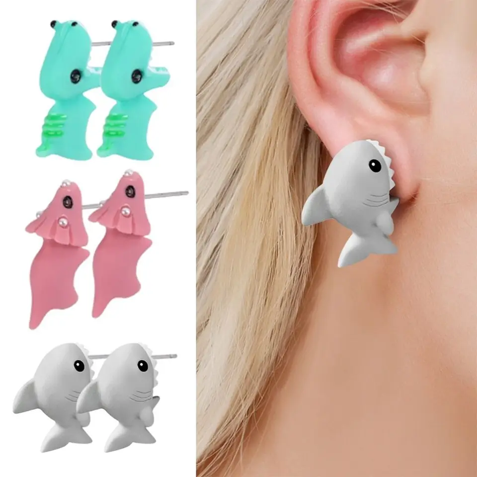 Simpatici orecchini a forma di animale morso per le donne 3D