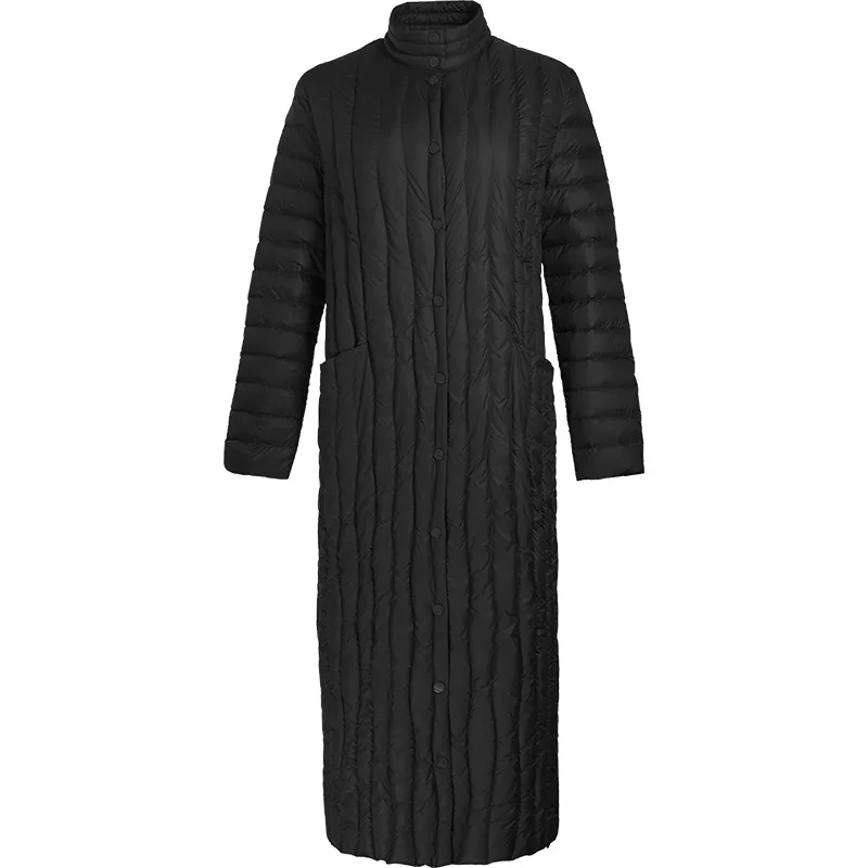 A Life On The Left Women Mid-length Down Jackets Long Sleeves Stand Collar White Duck Down Coat Warm Design Five Colors Outwear