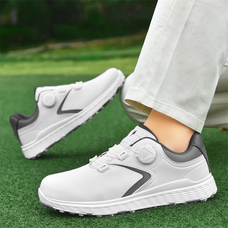 Waterproof Golf Shoes for Men and Women, Quick Lacing, Non-Slip Golf Sneakers, Breathable Spikeless Golf Training Shoes