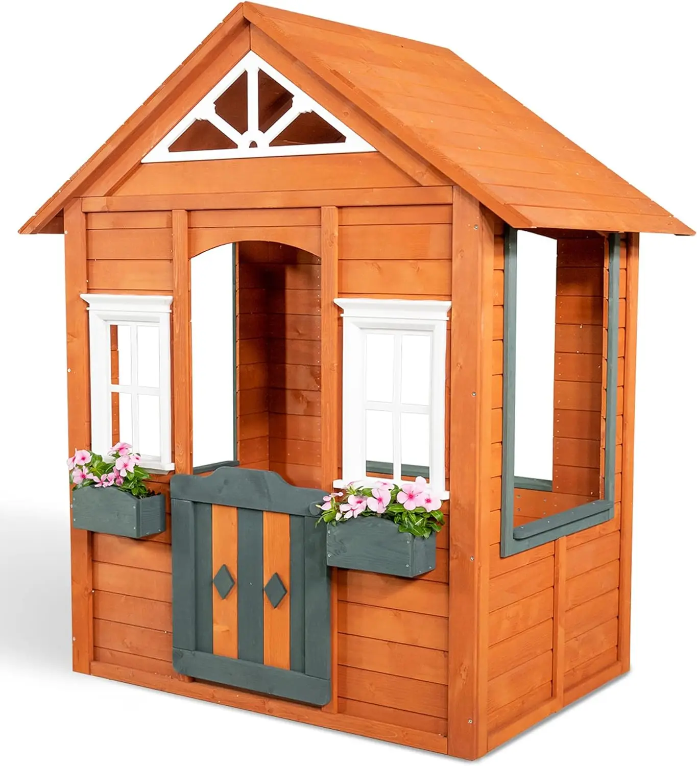 

Woodbridge Wooden Outdoor Backyard Playhouse with Boxes,