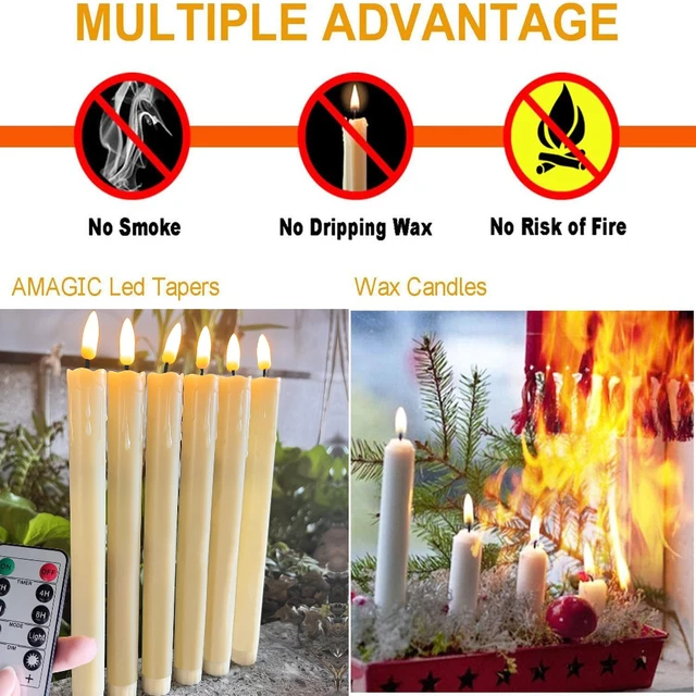 Bougies coniques scintillantes sans flamme, avec/sans télécommande, minuterie, variateur, chandeliers à piles pour noël et mariage 2