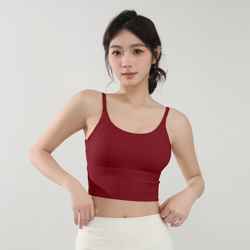 Sports Bra Fixed Pad Women Bra Back Gathering Yoga Bra Quick-dry Breathable Running Training Fitness Gym Top gym top