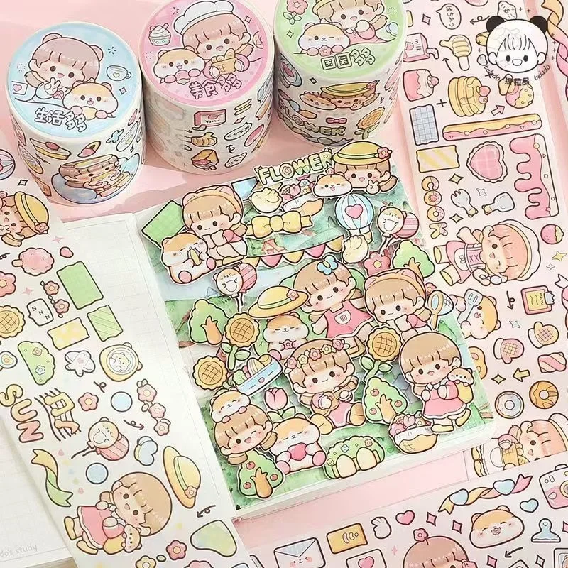 Kawaii Washi 테이프 세트 귀여운 스티커 일본 종이 마스킹 테이프 저널 장식 학교 용품 편지지