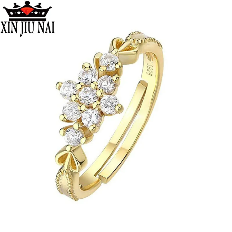 

Delicate and lovely snowflake opening adjustable lady ring with top zircon CZ Christmas jewelry fashion gift women's rings