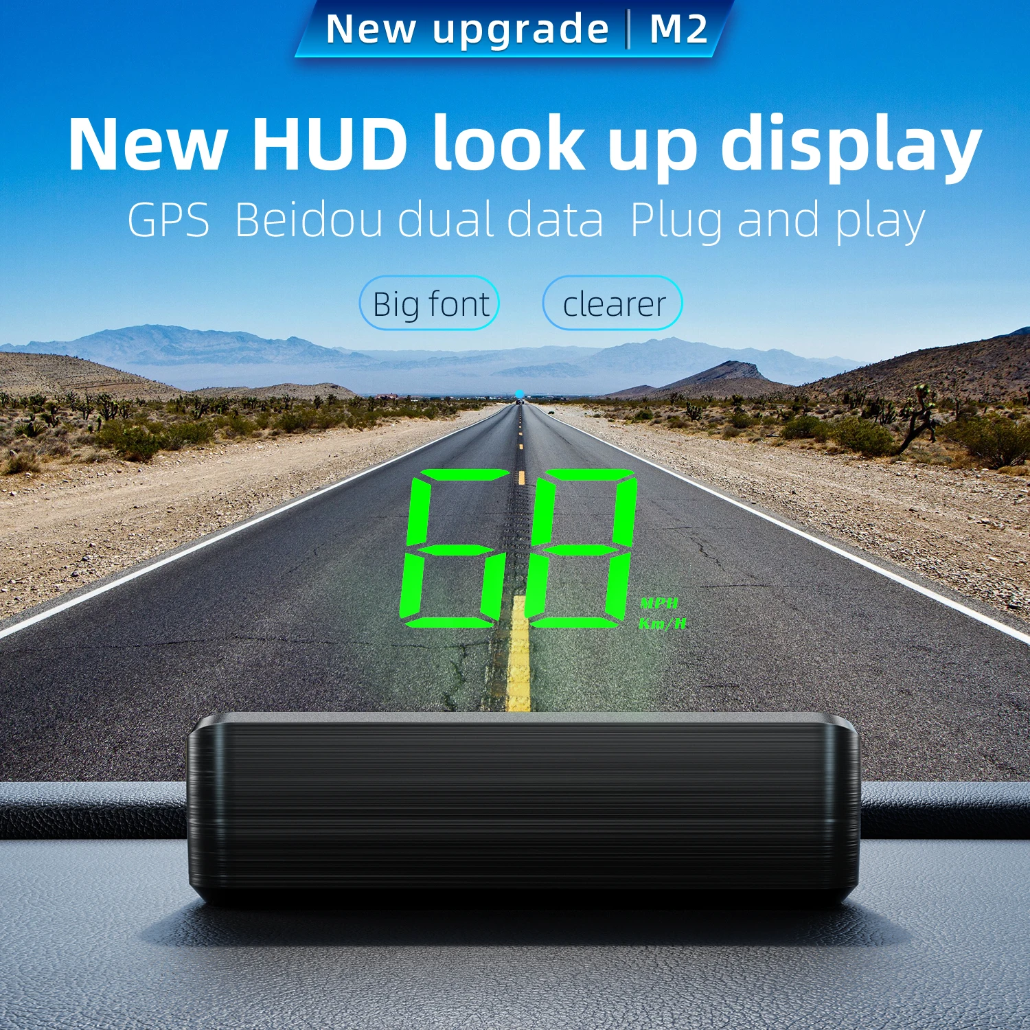 Car Head Up M2 HD Display GPS Speedometer Speed KMH HUD Projector For All Cars