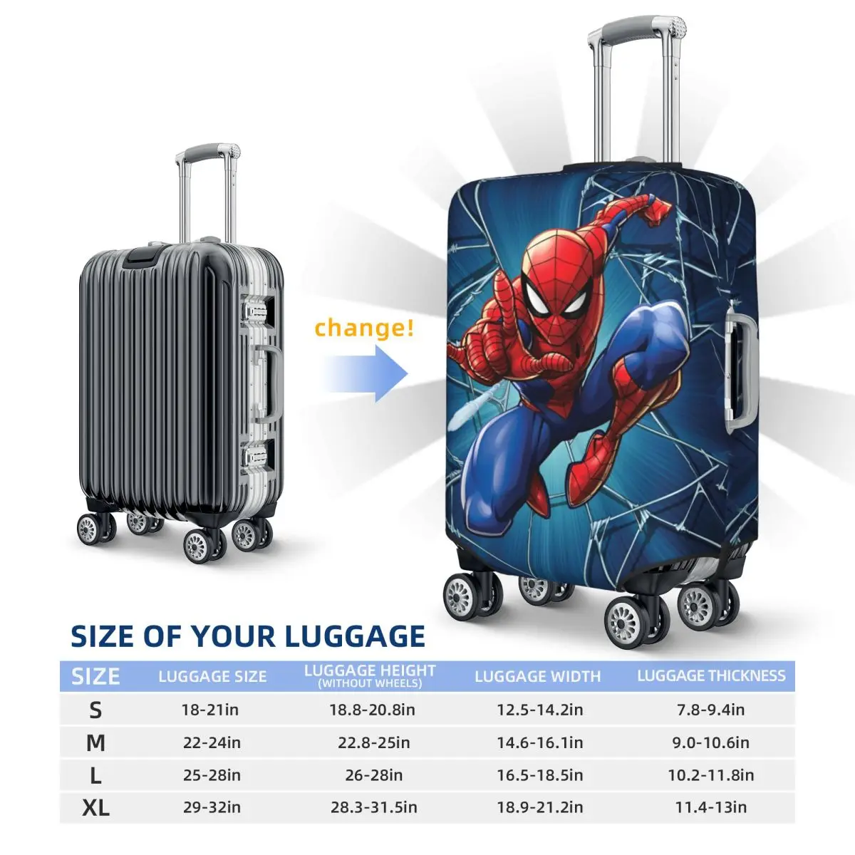 Spider Man Web Shooting Leap Poster Suitcase Cover Business Protection Flight Strectch Luggage Accesories 6