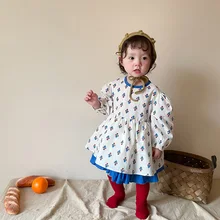 

2022 Spring New Kids Lolita Princess Dress For Girls Korean Style Children Clothing Baby 1St Birthday Party Dress