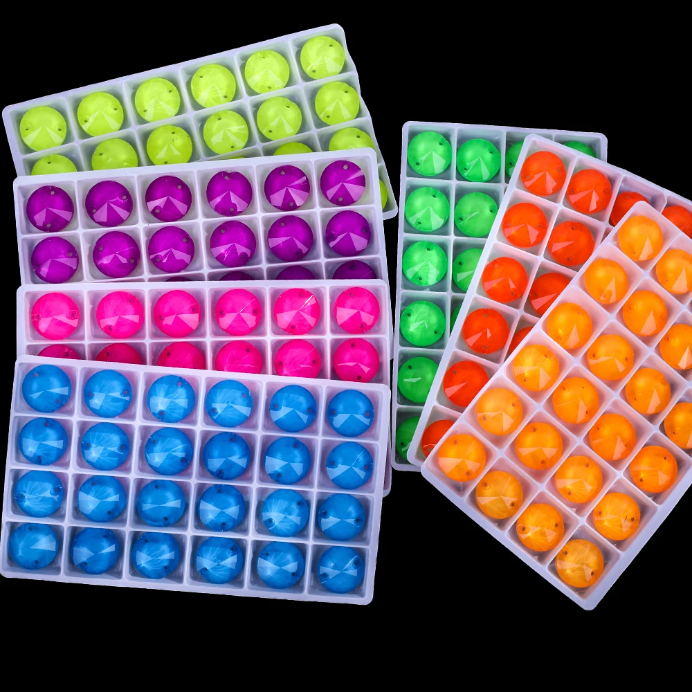 VC Neon Fluoreszierende Rundheit Nähen auf Strass Rundheit Nähen Diamant Glas Diamant Flatback DIY Zubehör Hochzeit – Detail 1