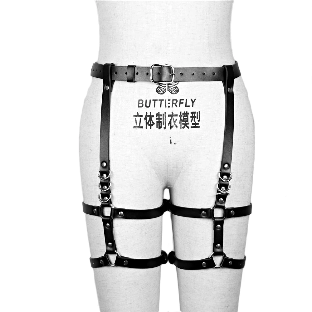 Street Style PU Strap Suspenders with Thigh Straps and Belt