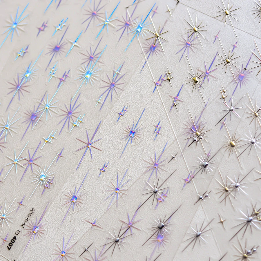 Radiant Glitter Star Rhinestone Nail Art Stickers