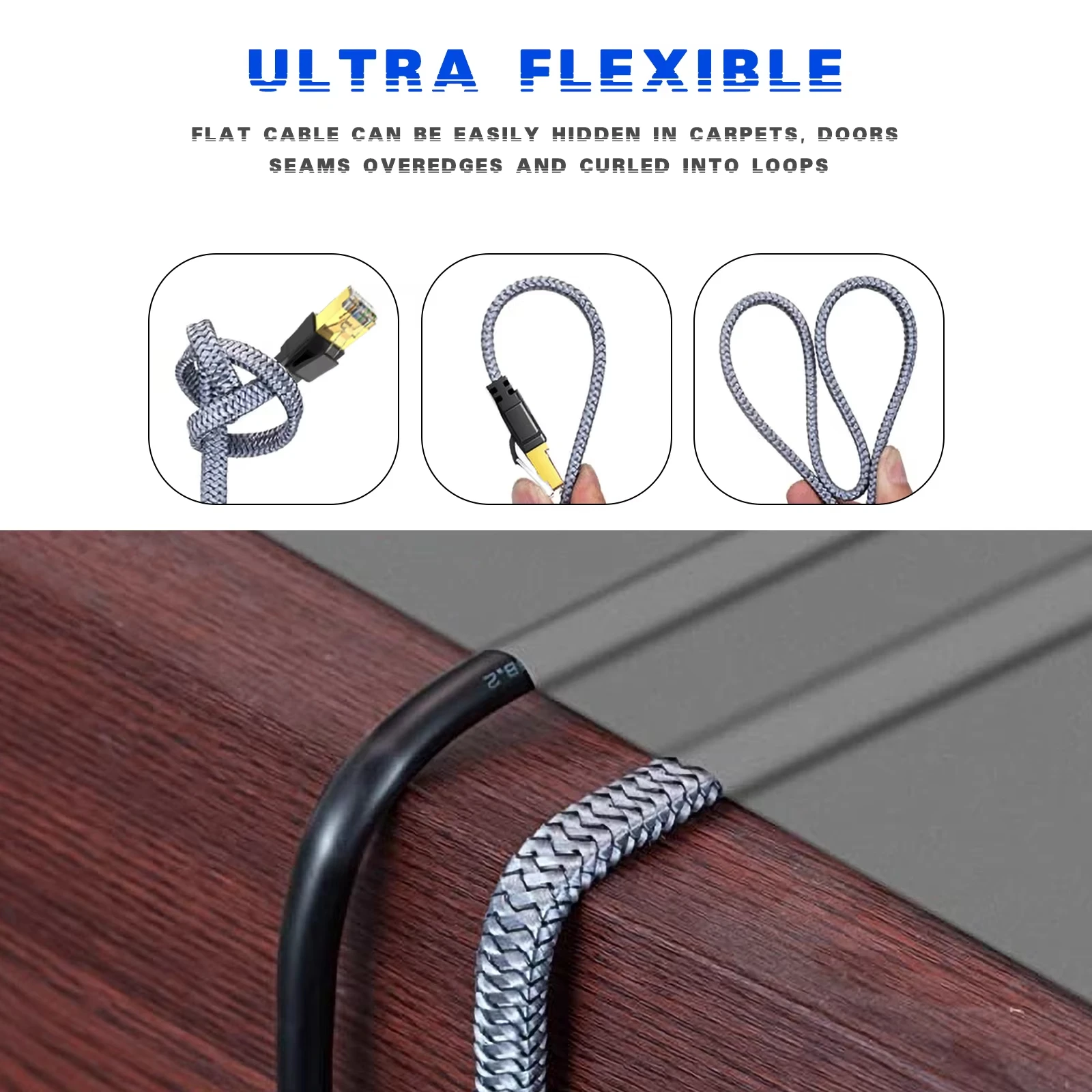 Ultra High-Speed Cat 8 Ethernet Cable - 40Gbps, 2000MHz, Shielded RJ45 LAN Cord