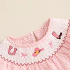 Toddler Baby Girl Clothes Summer Smocked Romper Bow Embroidery Bubble Short Sleeve Cute Bodysuit Outfits 5