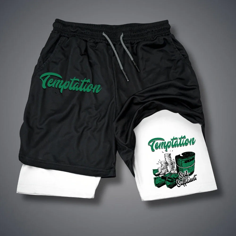 Green Dollar Printed Shorts Summer 2-in-1 Compression Double Layer Shorts Quick-Drying Running Jogging Sportwear Workout Shorts 2