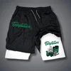 Green Dollar Printed Shorts Summer 2-in-1 Compression Double Layer Shorts Quick-Drying Running Jogging Sportwear Workout Shorts 2
