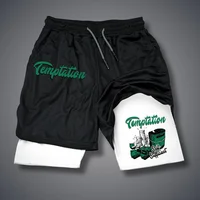 Green Dollar Printed Shorts Summer 2-in-1 Compression Double Layer Shorts Quick-Drying Running Jogging Sportwear Workout Shorts 2
