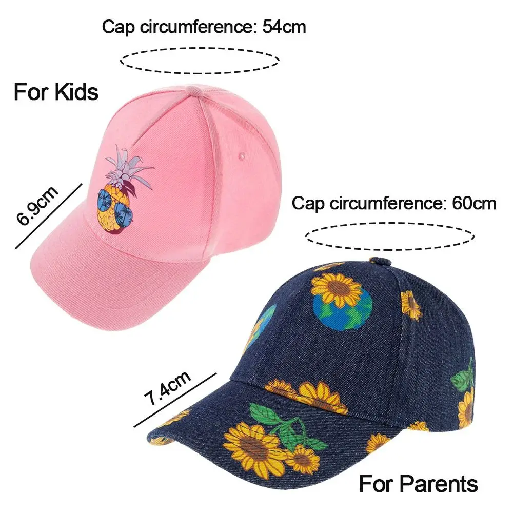 남아/여아 UV 차단 청바지, 어린이 모자, 부모-자녀 야구 모자, 꽃 통기성 모자, 선 바이저, 여름  모자
