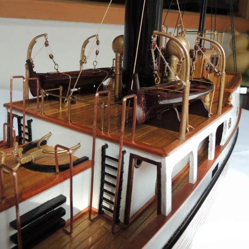 Фото Деревянная лодка SANSON Tugboat с лазерной резкой в масштабе 1:50, деревянная модель, точная сборка №5