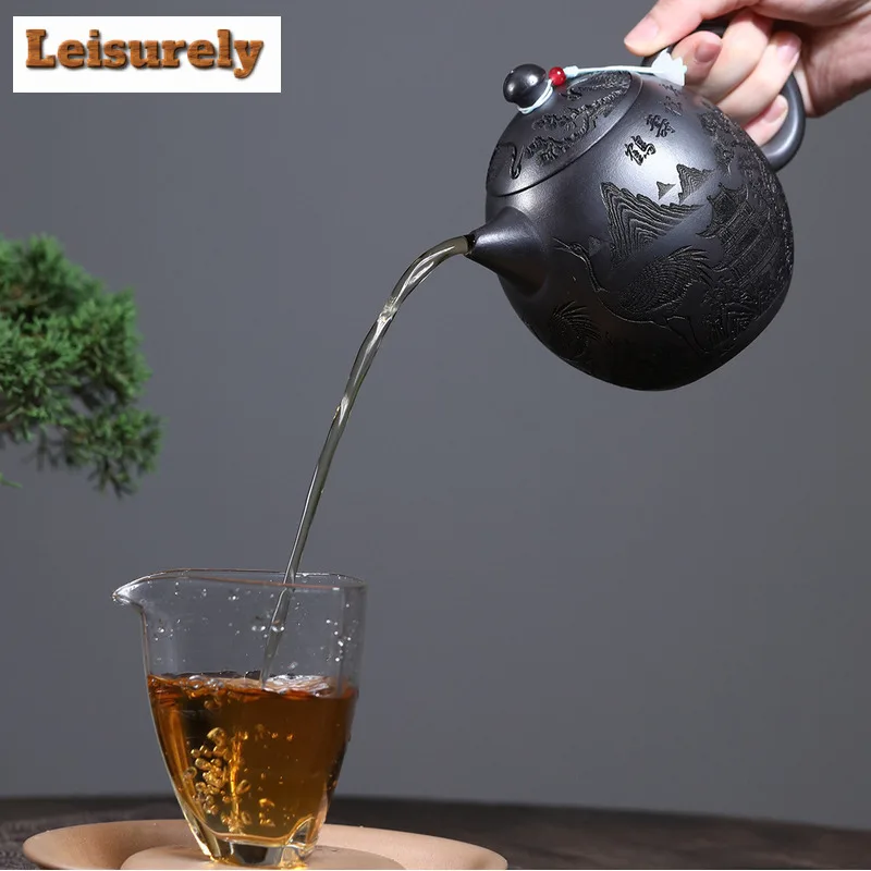 520ml Ancient Yixing Purple Clay Teapots Handmade Dragon Egg Pot Raw Ore Stone Yellow Mud Tea Making Kettle Zisha Tea Set Gift