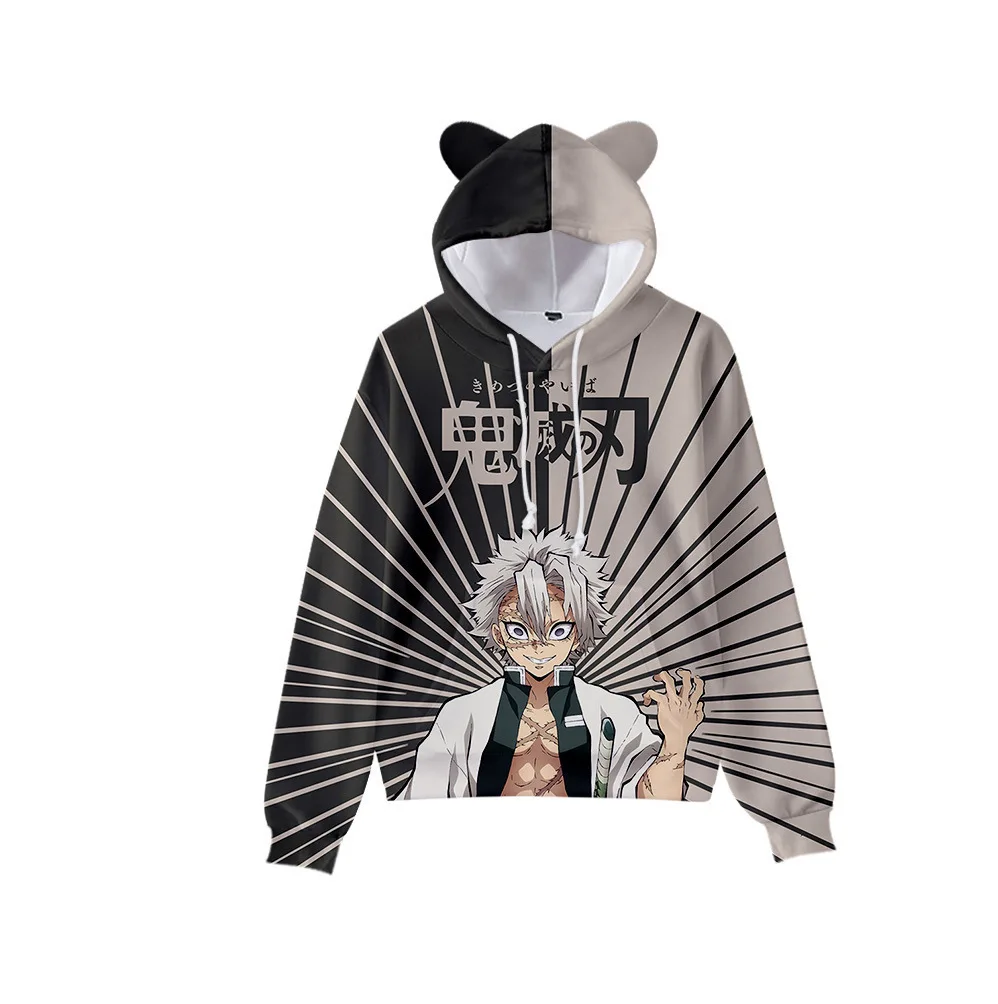 Japan Anime Demon Slayer Print Pullover Cute Cat Ears Hoodies for Men Cartoon Sweatshirt Cosplay Costume Hoodie Sweatshirts худи- S2dd28f852bc64cba9fa8cdf8c00fbc80j