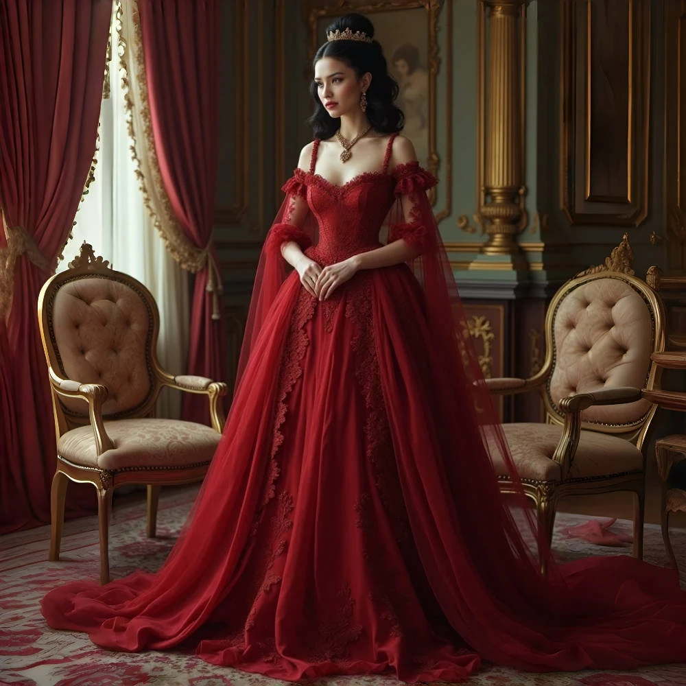 dark red vintage prom dress Vintage Dark Red Prom Dress Spaghetti Straps Long A-Line Victorian Medieval