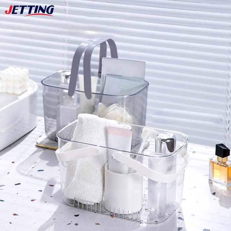 Bathroom Bottom Hollow Storage Basket With Transparent Handles Easy To Drain Swim Basket Durable Portable Organizer