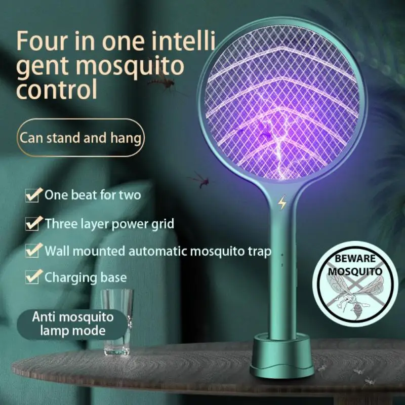 

In 1 LED Electric Mosquito Swatter USB Rechargeable Anti Fly Bug Zapper Killer Racket Pest Control Product Handhel