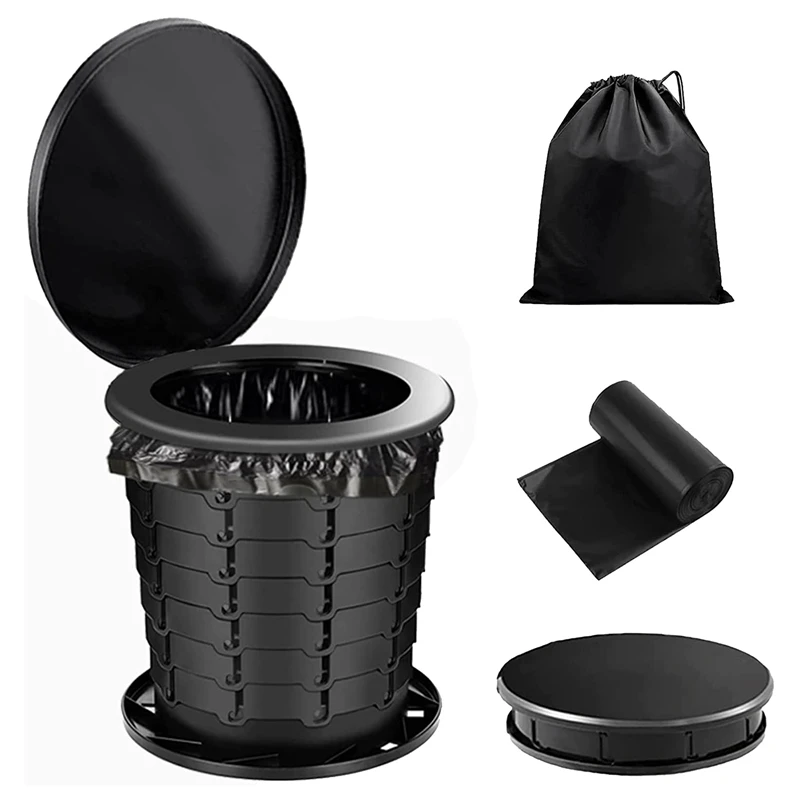 

1Set Portable Toilet For Adults Kids Outdoor Camping Potty And Emergency Mini Toilet Foldable Travel Car Toilet Plastic