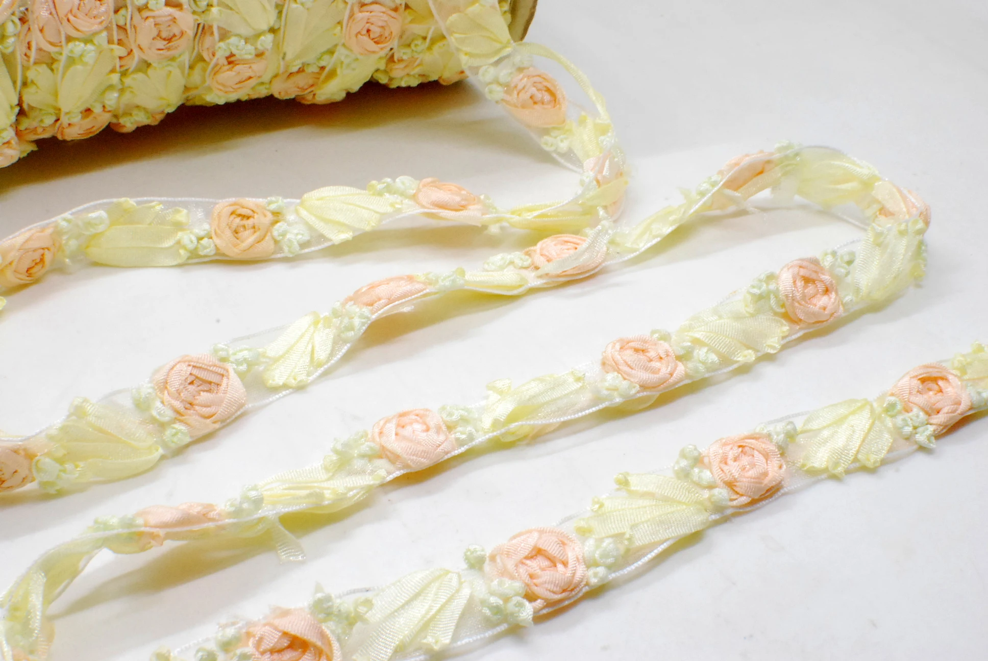 Embroidered Rose Bud Trim, Flower Ribbon Trim Scrapbook Doll Lace Quilt Sewing Couture Supplies Craft DIY WR3087 Regular p