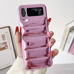 Luxury Down Jacket Glossy Case - Plating Soft Silicone Cover in Solid Color - Samsung Z Flip 4 (Purple)