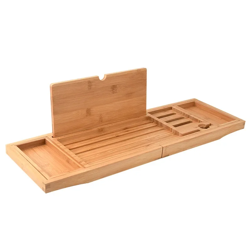 23.62''-34.25'' Soap Dish Non Slip Tablet Holder Storage Holder Expandable Luxury Wooden Bathtub Caddy Tray Bathtub Accessories wooden tray