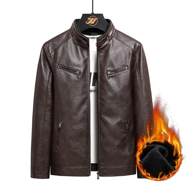 US$60.29-Leather Jacket Men Bomber Motorcycle Jackets 5xl 6xl Plus Size  Winter Retro Fleece Pu Coats Flannel Warm Comfort High Qu-Description