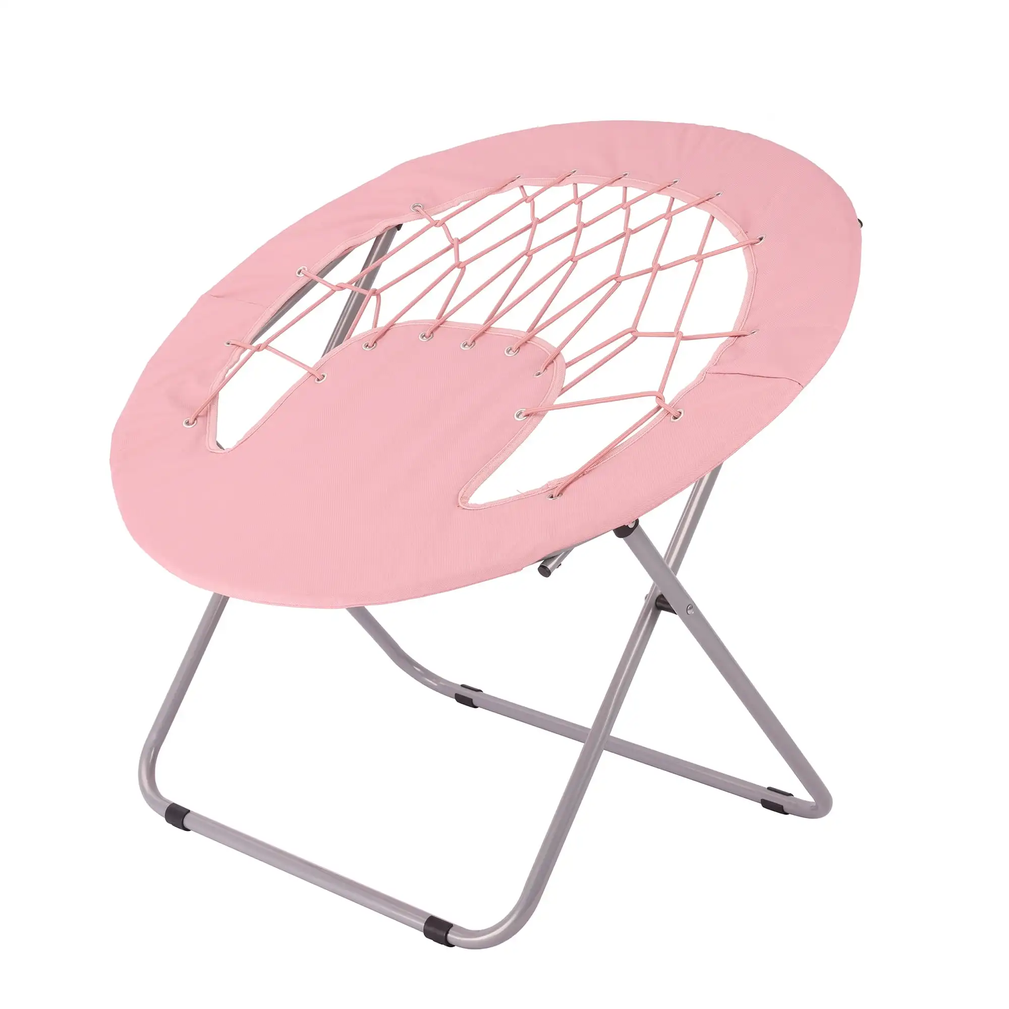 

32'' Metal Construction Portable Teen Folding Chair Bungee Chair, Pink