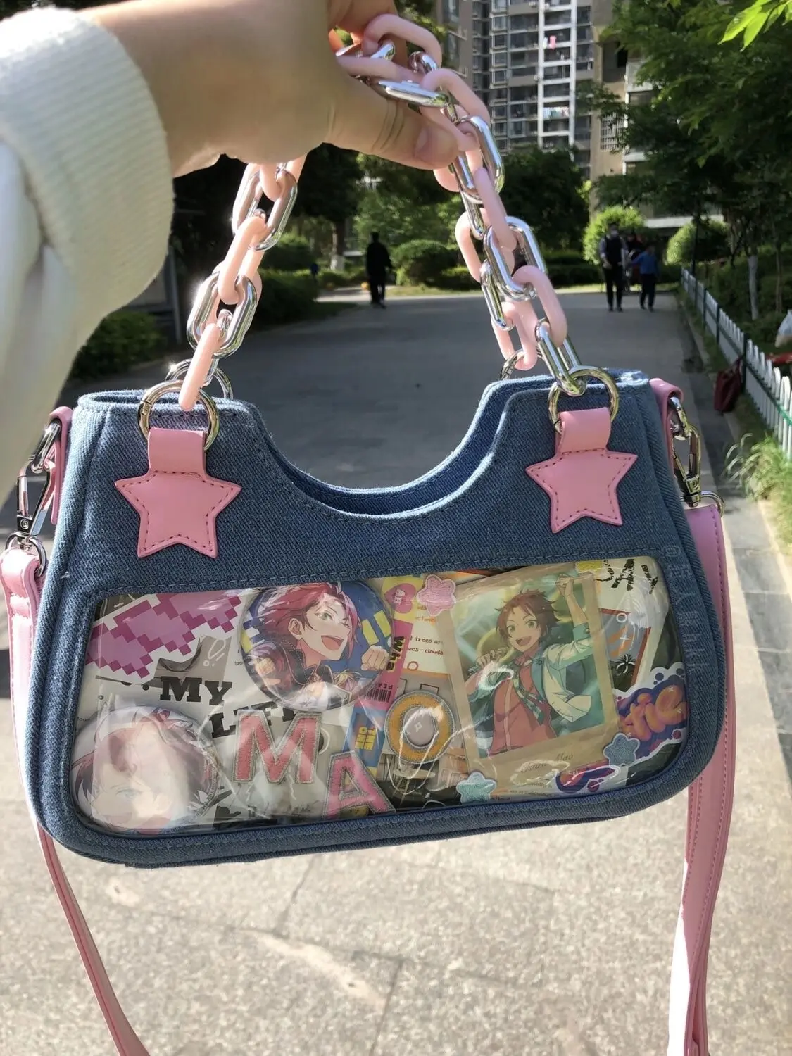 Women Y2k Star Handbag Large Capacity Fashion Girls Vintage Denim