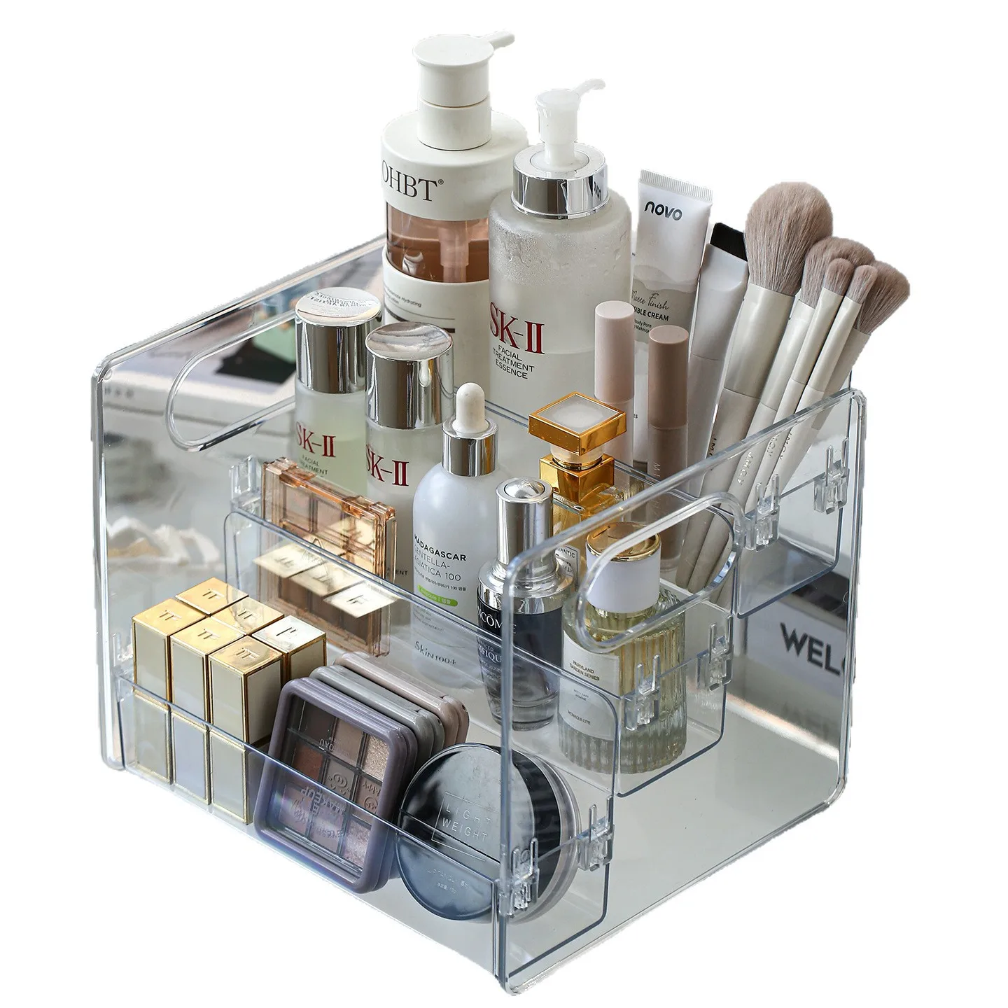Acrylic Transparent Slanted Cosmetic Storage Organizer Basket