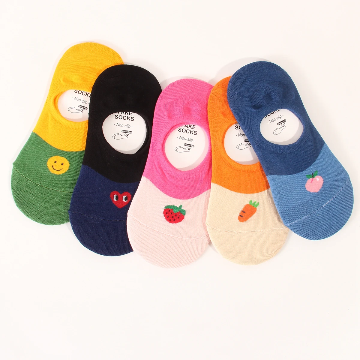 

5 Pair Hot Selling Sweat Absorbing Breathable Cotton Women's Socks Lovely Peach Women's Ship Socks