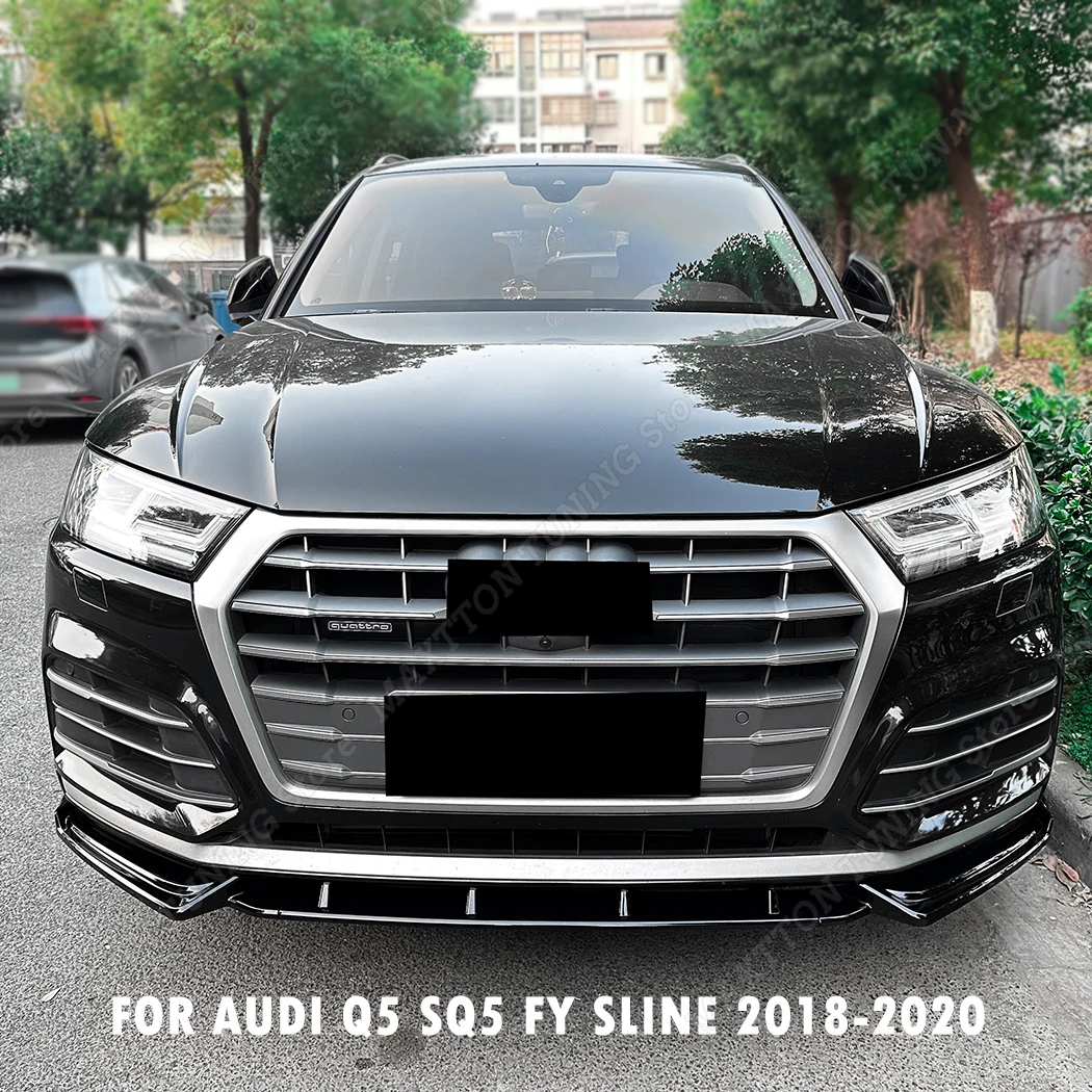 3PCS Frontschürze Diffusor Lip Spoiler Für AUDI Q5 SQ5 FY Sline 2018 2019 2020 Front Splitter Auto Zubehör glänzend Schwarz ABS – Detail 6