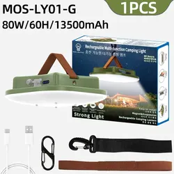Rechargeable LED Camping Lantern with Magnetic Base and USB Type-C Charging - MOS-LY01 Green 1PCS
