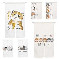 Cartoon Cat Japanese Door Curtain Noren Cute Cat Room Opaque Partition Half Curtain Cabinet Curtain Home Decor Customized Size 1