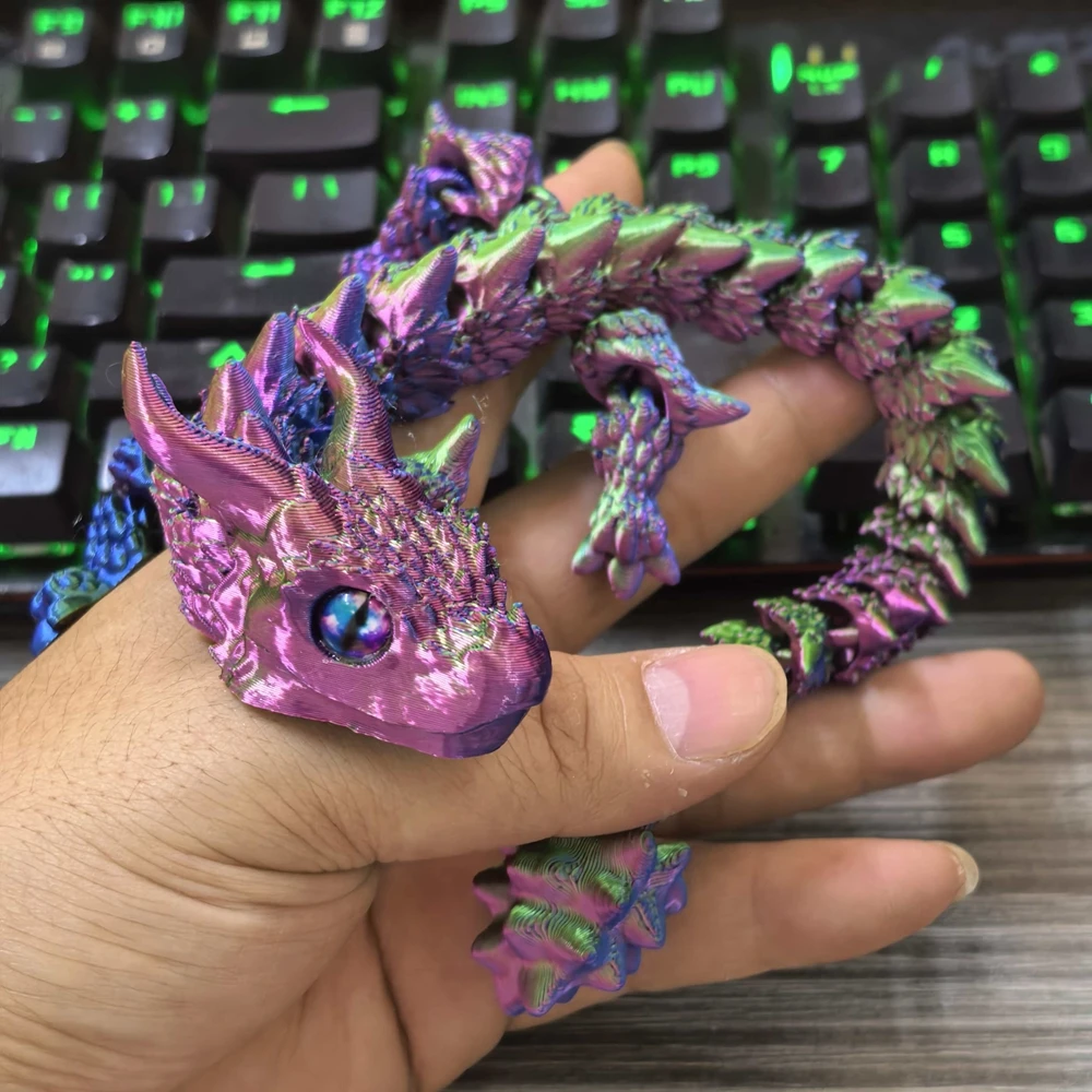 31CM 3D Printed Conjoined Dragon Baby Ornaments Joints Can Move Dragon Rockery Fish Tank Landscaping Decoration 3