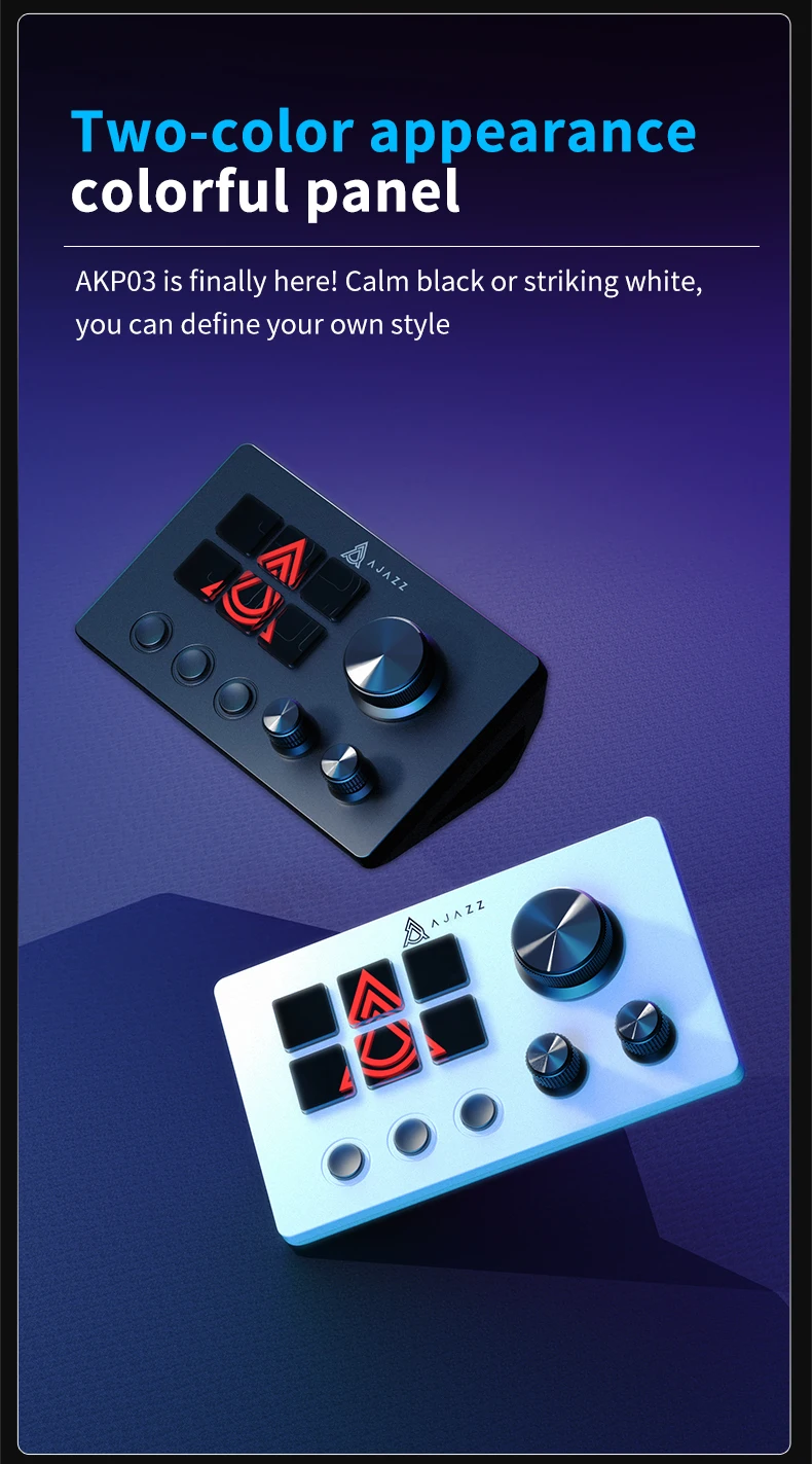 AJAZZ AKP03E Desktop-Controller Programmierbare Knopftaste, mehrere Audiosteuerung, Ein-Klick-Öffnung der Software-Webseite – Detail 2
